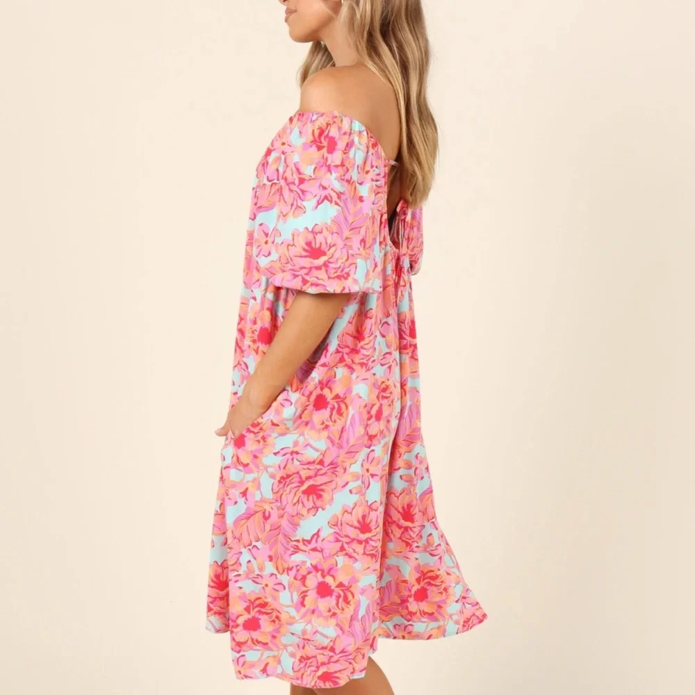 Petal & Pup Leyden Dress Size 8 NWT! Floral off the shoulder flowy mini dress - Picture 3 of 16